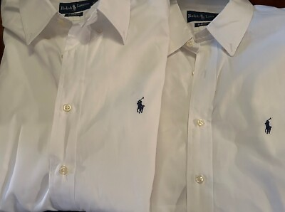 #ad Ralph Lauren Blue Label 2 Pk Mens Shirts 16.5 White Classic Dress Button Down $28.00