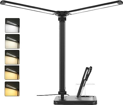 #ad Desk Lamp Dual Head Desk Light 5 Lighting Modes Dimmable Brightness Reading L... $22.96
