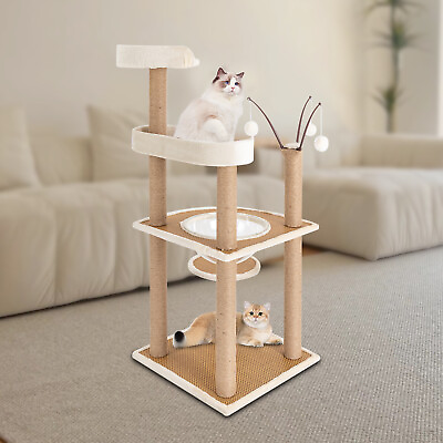 #ad 48quot; Cat Tree Bed Furniture Tower Post Condo Play Pet House Clear Space Capsule $75.81