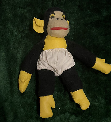 #ad Vintage Monkey Toy Plush Not Branded Yellow Black $39.99