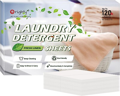 #ad Laundry Detergent Sheets 120 Loads 60 Sheets Fresh Linen Eco Friendly amp; Hypo $8.89