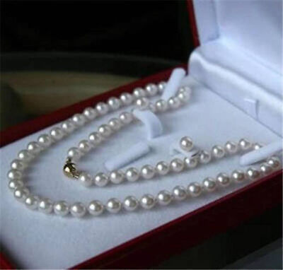 #ad Natural White Freshwater Cultured Pearl Necklace Earrings Set 14 50#x27;#x27; AAA $14.24