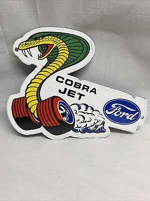#ad Ford Cobra Jet Die Cut Vintage Style Porcelain Sign $58.99