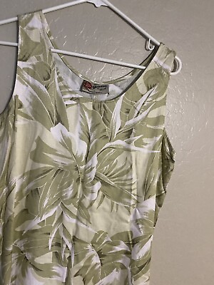 #ad Hilo Hattie maxi dress 6 Hawaiian Sleeveles Green tropical 100% rayon Large $20.00