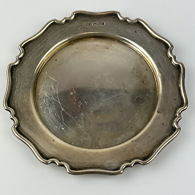 #ad Antique Solid Silver Dish Piecrust Type Edge Atkin Brothers 1926 D 14cm 120.2g GBP 129.00