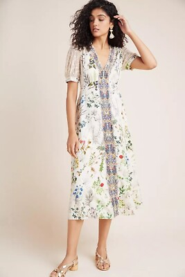 #ad Geisha Designs Anthropologie Donna Floral Midi Dress Size XSP NEW PXS $190.00