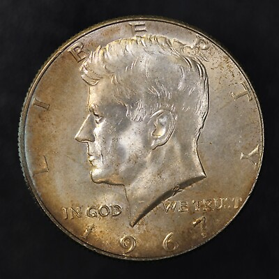 #ad 1967 KENNEDY HALF DOLLAR FRESH FROM ORIGINAL COLLECTION LOT AA 3113 TONED $14.94