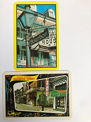 #ad New Orleans Bourbon Street Lamp Old Shop Town Scene 2 Vintage Swap Playing Cards AU $3.00