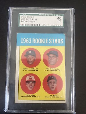 #ad 1963 Topps Pete Rose SGC 40 Rookie #537 $1200.00