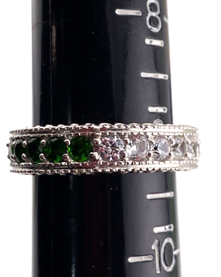 #ad Judith Ripka Size 9 Ring Green amp; Clear CZ 925 Thailand Gorgeous 001 070 $60.00