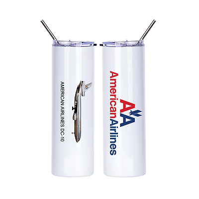 #ad American Airlines DC 10 Souvenir Insulated Hot or Cold 20 oz Skinny Tumbler Cup $26.00