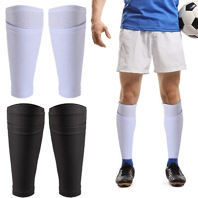 #ad 2 Pairs Soccer Shin Guard Socks L Size Breathable Football Shin Guard Sleev... $20.43