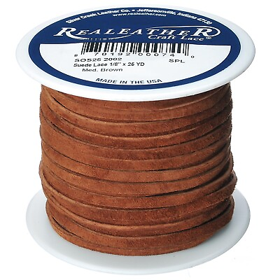 #ad Realeather Crafts SOS25 2002 Suede Lace .125quot;X25yd Spool Medium Brown $16.14