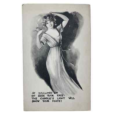 #ad Halloween Postcard At Halloween Go Seek Your Fate 1911 May L Farini Candle Woman $209.99