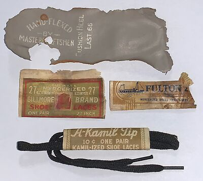 #ad Vintage c1930’s Kamil ized Shoe Laces Mercerized Fulton Wraps amp; Heel Insert $7.25