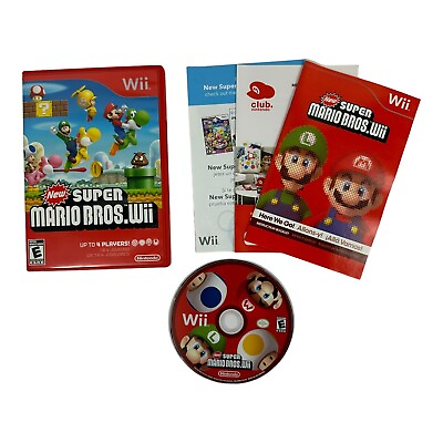 #ad New Super Mario Bros. Wii Nintendo 2009 Complete With Manual And Inserts $27.00