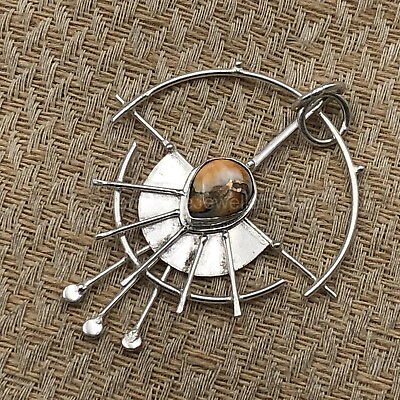 #ad Natural Orange Spiny Copper Turquoise Gemstone 925 Silver Pendant For Girls $30.99