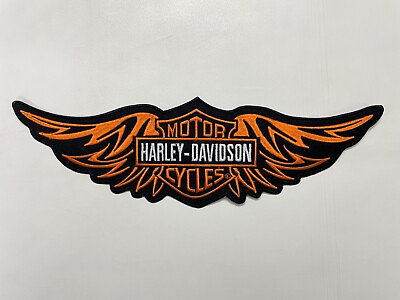 #ad HARLEY Davidson Orange Eagle Patch Large Embroidery Patch Iron Sew On $16.00