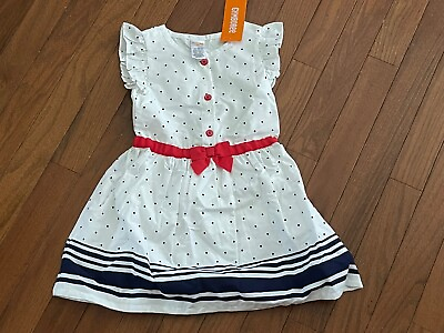 #ad New Gymboree Girls White Red Blue Dot Stripe Dress with diaper cover Size 2 2T $25.50