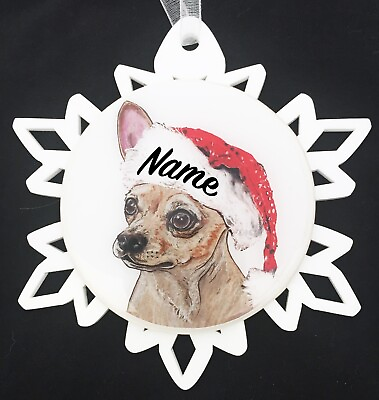 #ad Santa Chihuahua Dog Christmas Ornament Free Personalization $14.95