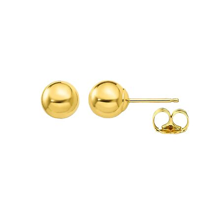 #ad 14K Real Solid Gold Round Hollow Ball Studs Earrings Push back 2 12mm SALE🏅 $64.90
