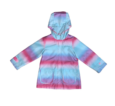 #ad Carter’s Girl’s Hooded Rain Jacket Size Medium 5 6 Ombre Multicolor $20.00
