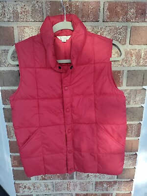 #ad Lands End Red Puffer Vest Kids Size Medium 10 12 New down feathers $23.99