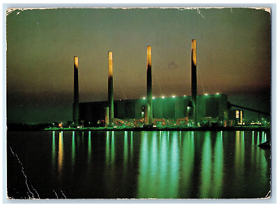 #ad 1974 Night View Ontario Hydro#x27;s Lakeview Thermal Generating Station Postcard $14.98