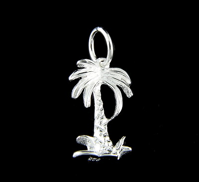#ad SOLID 925 STERLING SILVER HAWAIIAN 3D PALM TREE CHARM PENDANT SMALL 9.50 MM $8.39