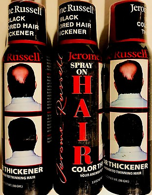 #ad JEROME RUSSELL BLACK SPRAY ON HAIR COLOR THICKENER 3.5 OZ 3 CANS $24.88