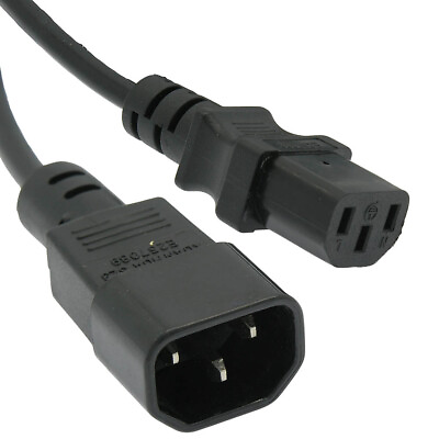 #ad 3ft Computer Power Extension Cord NEMA C14 to C13 Plug 18AWG Black $4.31