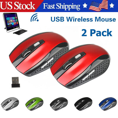 #ad 2 Wireless Optical Mouse Mice 2.4GHz USB Receiver For Laptop PC Computer DPI USA $8.89