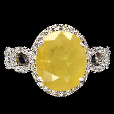#ad Heated Oval Yellow Sapphire 12x10mm Simulated Cz 925 Sterling Silver Ring $79.50