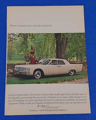 #ad 1965 LINCOLN CONTINENTAL ORIGINAL COLOR PRINT AD FREE SHIPPING FORD LOT WHITE $14.99