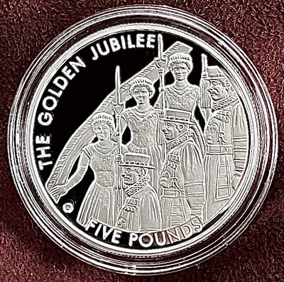 #ad 2002 Queen’s GOLDEN JUBILEE £5 Silver Gilt Proof Coin Bailiwick Of Jersey $52.00
