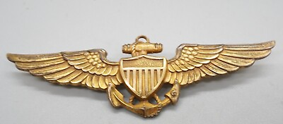 #ad WWII 1 20 10K Gold Navy Naval Aviator Pilot 2 3 4 Inch Wings Badge by Balfour $79.99