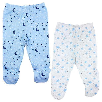#ad 123 Bear 100% Cotton Baby Pants with Footies 100% Cotton Unisex Boys Girls 2 P $11.98