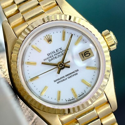 #ad ROLEX DATEJUST LADIES 18K SOLID YELLOW GOLD PRESIDENT WATCH WHITE DIAL 69178 $9195.00