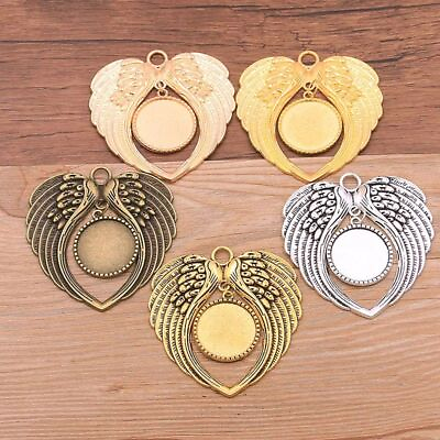 #ad Big Angel Wings Charm Cabochon Base Pendant Blank Charms Tray Jewelry Making 1Pc $11.82