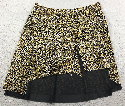 #ad Profile Womens Skirt Size XL Brown Leopard Print Pleated Front Lined $15.19