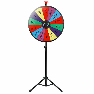 #ad 24quot; Adjustable Height Spinning Game 14 Slots Color Prize Wheel Spinning Wheel $58.58
