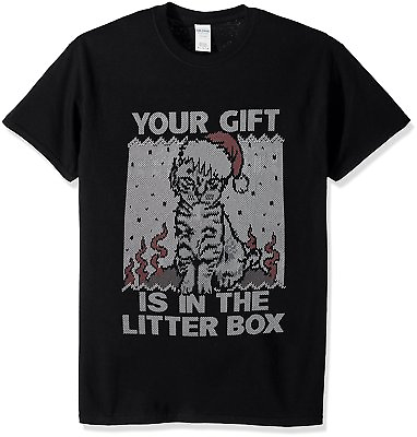 #ad Mens Your Gift is in the Litter Box Christmas Funny Cat T Shirt Size Large 44quot; $14.00
