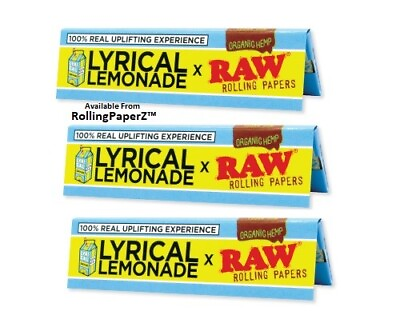 #ad New THREE Packs of LYRICAL LEMONADE X RAW KING SIZE ROLLING PAPERS ORGANIC HEMP $12.88