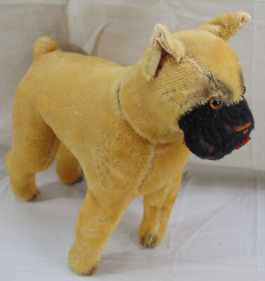 #ad Vtg Steiff Large Early German Boxer Dog Mohair Straw Stuffed Sarras Swivel Head $95.00