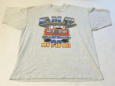 #ad Vintage First Responder E.M.T T Shirt “My # Is 911” Shirt Size XL $18.00