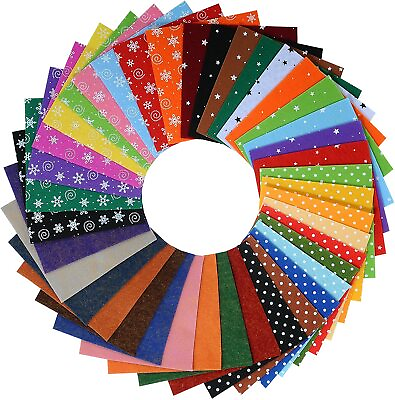 #ad Patterned Felt Sheets Assorted Colors 6x6 inch 1mm Thick 40pcs Total DIY Craft $10.99