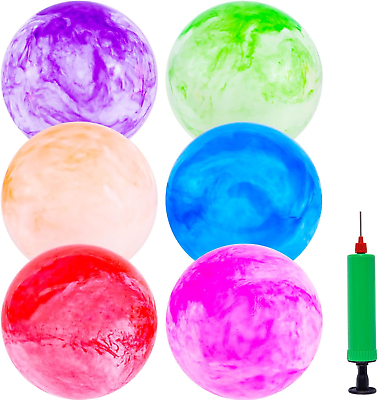 #ad 6PCS Bouncy Balls for Kids Marbleized Bouncy Balls with Pump Inflatable Sens... $20.99