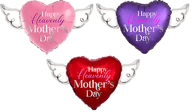 #ad Happy Heavenly Mother#x27;s Day Balloons heart shaped with angel wings $8.99