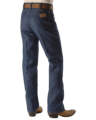 #ad Wrangler Men#x27;s 13MWZ Dark Wash High Rise Rigid Cowboy Cut Straight Jeans Indigo $32.94