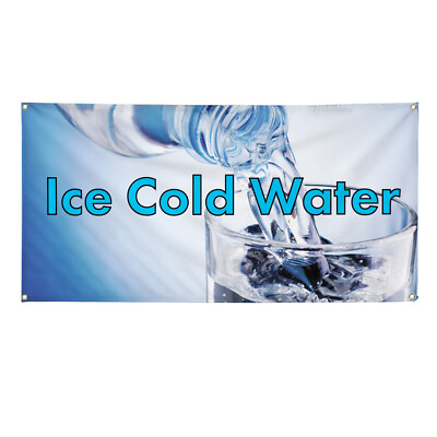 #ad Vinyl Banner Multiple Sizes Ice Cold Water Advertising Printing D Water Outdoor $149.99